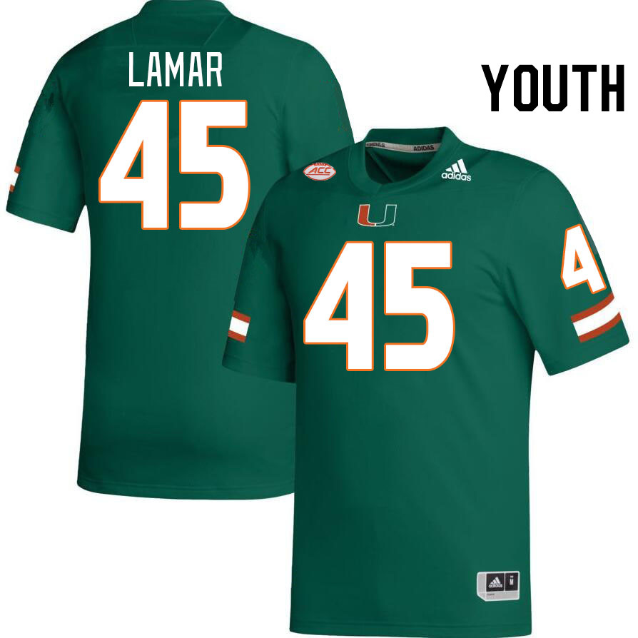 Youth #45 Braylon Lamar Miami Hurricanes College Football Jerseys Stitched-Green